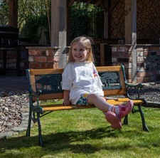 Kids 2 Seater Wooden & Cast Iron Garden Patio Childrens Bench with Animal Design Garden Bench price