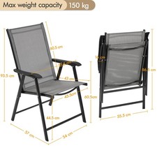 Yaheetech Set of 2 Folding Garden Chairs High Back Patio Dining Steel Frame Garden Armchair price