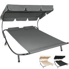 Garden Furniture Sun Lounger Aluminium Day Bed Roof Cover Double Lounge Chair Garden Daybed price