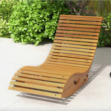 Rustic Sun Lounger Outdoor Garden Rocking Chair Wooden Patio Day Bed Swing Seat Garden Daybed price