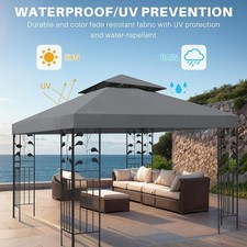 3x3M 2-Tier Waterproof Gazebo Top Replacement Canopy Sunshade Patio Garden Cover Gazebo price