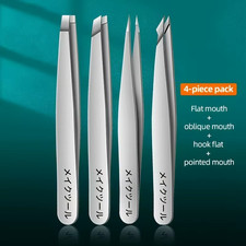 Stainless Steel Eyebrow Tweezers Set Slant Point Flat Tip Hair Removal Splinter Tweezers price