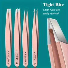 Stainless Steel Eyebrow Tweezers Set Slant Point Flat Tip Hair Removal Splinter Tweezers price
