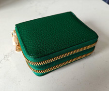Green Faux Leather Women’s Double Zip Two Compartment Purse Coin Card Holder Women's Card Holder price