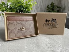 Coach Women’s Beige Card Holder Wallet – Slim ID Case – Gold Logo – New Women's Card Holder price