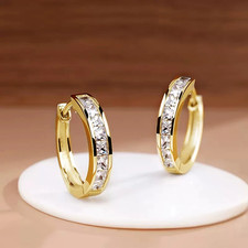 925 Sterling Silver Crystal Huggie Hoop Earrings Womens Girls Jewellery Gift UK Gold Earrings price