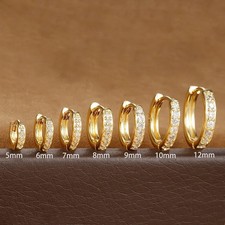 18ct Gold Plated Sterling Silver Crystal Huggie Hoop Earrings 5mm - 12mm Gold Earrings price