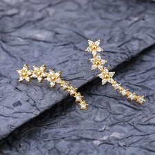 Zirconia Stone Stud Earrings Climber Womens Ladies Girls jewellery Gift UK NEW Gold Earrings price