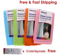 SHOWER CURTAIN BATHROOM 12 HOOKS WATERPROOF POLYESTER 180 x 180cm PLAIN COLOURS Shower / Bathroom Curtain price
