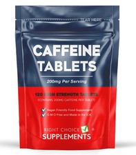 Caffeine 200mg Tablets x120 High Strength | Pre Workout Energy Vegan UK Made Strength and Performance Products price