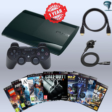 Sony Playstation 3 Super Slim Console 1 Controller 500GB PS3 Cables 10 Games PlayStation Game Console price