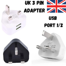 UK 3 Pin Dual USB Plug Adapter Mains Wall Charger 1/2/3-Port For Phones Tablet Tablet Charger price