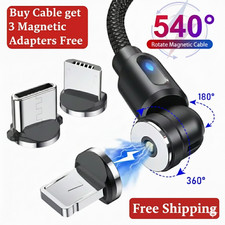 540° 3 in 1 Magnetic USB Cable 3A FAST Charging Charger Phone Type-C,Micro & iOS Tablet Charger price