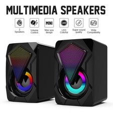 Surround Sound System LED PC Speakers Gaming Bass USB Wired Desktop Computer UK Gaming Speaker price