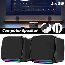 2pcs Computer Speaker Gaming LED RGB Light 3.5MM AUX USB for PC Laptop Desktop Gaming Speaker price