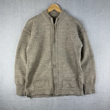 Traditional Guernsey Knitwear Mens Wool Cardigan Zip Beige Chunky Sweater Size M Men's Sweater & Cardigan & Knitwear price
