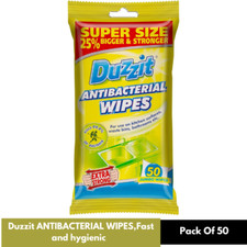 Duzzit Antibacterial Wipes, Pack Of 50, Fast and hygienic cleaning around HOME Hygiene and Cleaning price