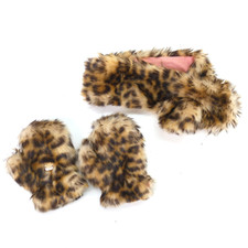 Blumarine Baby Girl Gloves Scarf Faux Fur Leopard Print Toddler 18 months Baby Gloves & Scarf price
