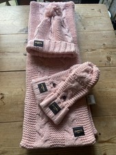 Super Dry Hat Glove and Scarf Set One Size Baby Pink Fleece Lined Winter Warm Baby Gloves & Scarf price