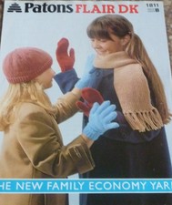 Vintage Patons Knitting Pattern Child's DK Gloves Mitts Scarf & Hat No 1811 Baby Gloves & Scarf price