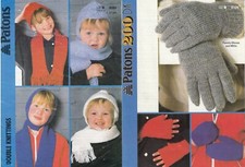CHILD'S HATS & SCARF~FAMILY GLOVES & MITTS~PATONS KNITTING PATTERNS 8099 & 8104 Baby Gloves & Scarf price