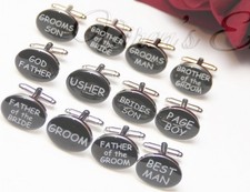Wedding Cufflinks Groom BLACK OVAL mens cuff link best man usher page gift dad Cufflinks price