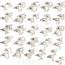 Mens initial letter silver alphabet cufflink cuff link wedding formal business Cufflinks price