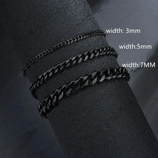 Stainless Steel Cuban Link Bracelet Men Women Chain Bracelet 3mm 5mm 7mm Steel Bracelet price