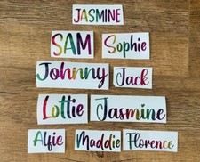Rainbow Personalised Name Stickers, Labels, Decals, Bottle, Gift, Birthday, Kids Baby Room Furniture price