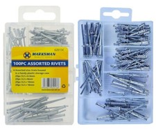 100PC BLIND RIVETS SET ASSORTED HAND RIVET POP ALUMINIUM HEAD STEEL SHANK 6 SIZE Rivet price