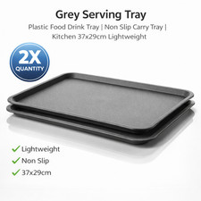 Grey Serving Tray Plastic Food Drink Tray Non Slip Carry Tray Kitchen 37x29cm Serving Tray price