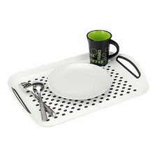 Anti Non Slip Plastic Food Tray Rubber Grip Surface Serving Lap Dinner Pub White Serving Tray price