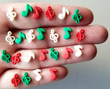 Tiny Plastic Flat Backs CHRISTMAS CAROL MUSIC NOTES Card Making Craft Supplies Plastic Card Supplies price