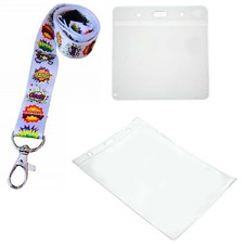 Comic / Cartoon lanyard With Safety Breakaway & Plastic ID Card Wallet Plastic Card Supplies price