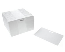 Horizontal Blank White Slot Punched Plastic PVC Cards For Badge / Card Printers Plastic Card Supplies price