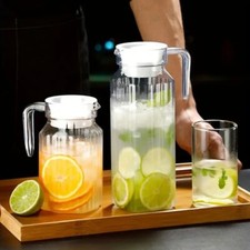 Acrylic Jug Fridge Jug Ribbed Pitcher with Lid Water Juice Lemonade Drinkware UK Pitcher price