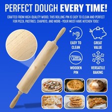 NEW LARGE WOODEN ROLLING PIN PASTRY CHAPATI BAKING COOKING HOME FOOD KITCHEN PIN Rolling Pin price