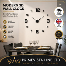 DIY 3D Frameless Number Wall Clock Mirror Sticker Home Office Room Decor UK Decorative Clock price
