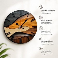25cm Nordic Wooden Silent Wall Clock Round Modern Hanging Home Decor Decorative Clock price