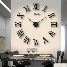 3D Diy Extra Large Roman Numerals Luxury Mirror Wall Sticker Clock Home Decor Uk Decorative Clock price