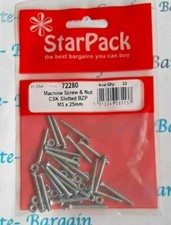 Electrical socket Machine Screw & Nut  CSK Slotted BZP M3 x 25mm 72280, Pk of 22 Screws, Nails, Nuts price