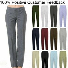 Ladies Women Office Work Trousers Half Elasticated Stretch Waist Pull Up Pants Women's Trousers price