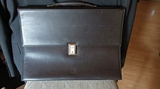 Dunhill Briefcase Business Bag Black Leather Top Handle Silver Hardware Men's Men''s Handbag price