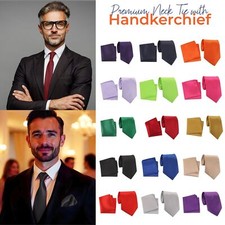 Premium Mens Neck Tie and Handkerchief Set for Business Formal and Casual Outfit Tie Set price