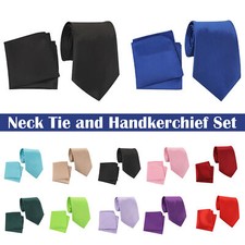 Mens Tie and Pocket Square Set Polyester Neck Tie Handkerchief Classic Wedding Tie Set price