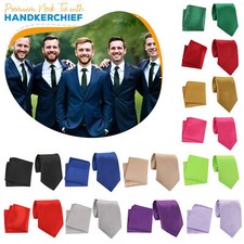 Mens Pocket Square Hanky & Neck Tie Set Birthday Wedding Anniversary Reception Tie Set price
