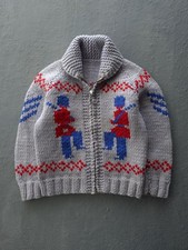 Vintage 1960s Mary Maxim Cowichan Shawl Collar Curling Cardigan Sweater Youth S Boys' Sweater & Cardigan & Knitwear price