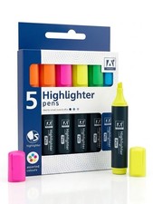 5 Pack Highlighter Pens With Colours Bright Neon Marker School Office Study Set Office Set price
