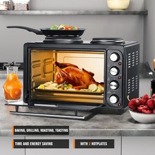 36L Mini Oven Hob Cooker Grill With Electric Hob Double Hotplate Tabletop Black Ovens price