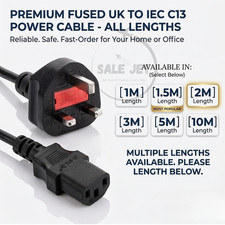 UK 13A Mains Power Cable Lead Plug to IEC C13 PC Monitor TV Kettle Cord Fast Lot Power Cable price